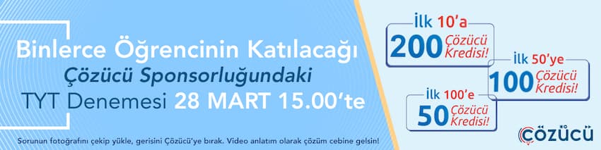 Çözücü Sponsorluğundaki TYT Denemesi 28 Mart 2021 Tarihinde