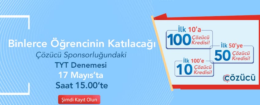 Çözücü Sponsorluğundaki TYT Denemesi 17 Mayıs 2020 Tarihinde